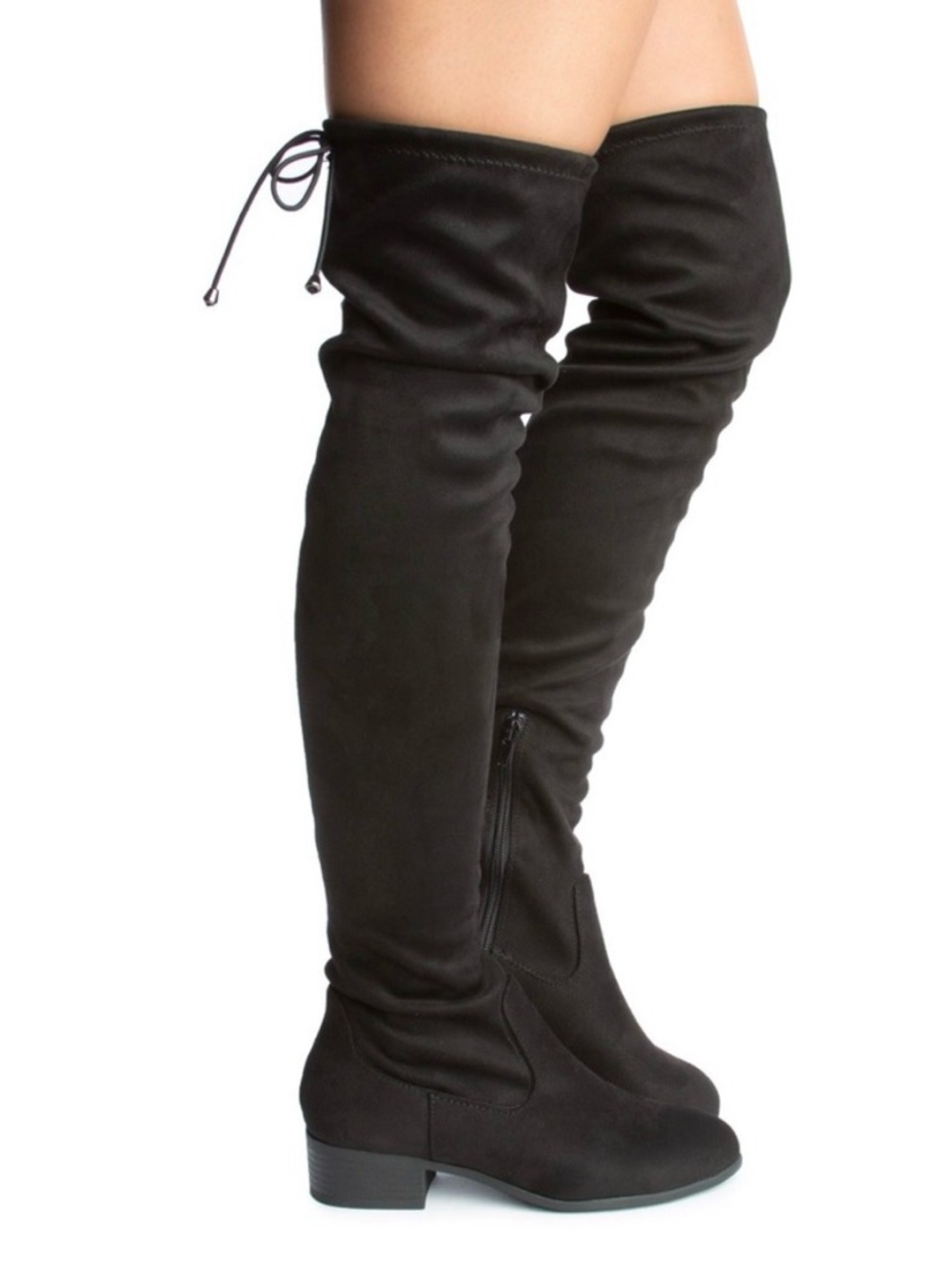 Unisa Black Over-the-Knee tie-Back Thigh High Boots